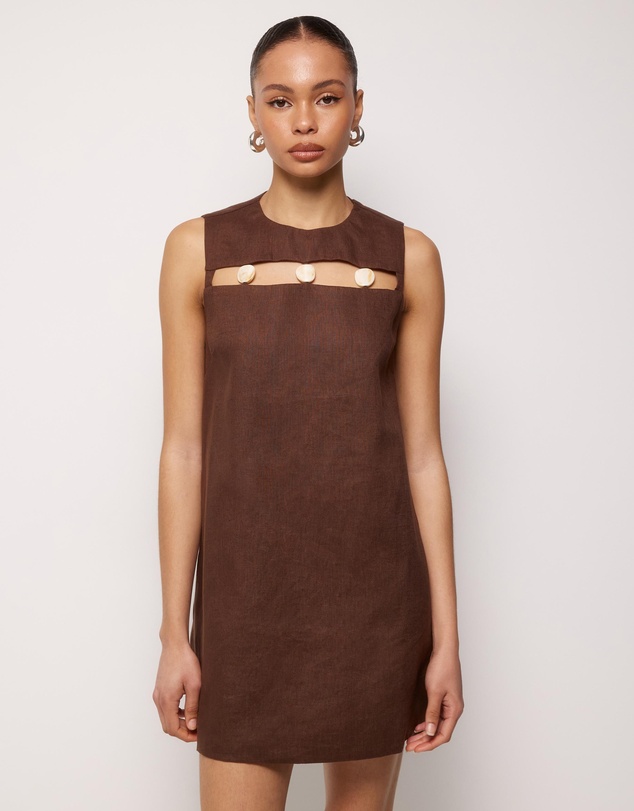 AERE - Haven Linen Beaded Mini Dress