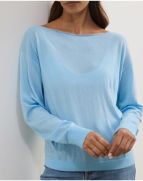 Atmos&Here - Riva Off Shoulder Fine Knit Top With Long Batwing Sleeve