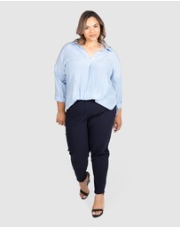 Love Your Wardrobe - Jada Wide Elastic Waist Stretch Bengaline Pants