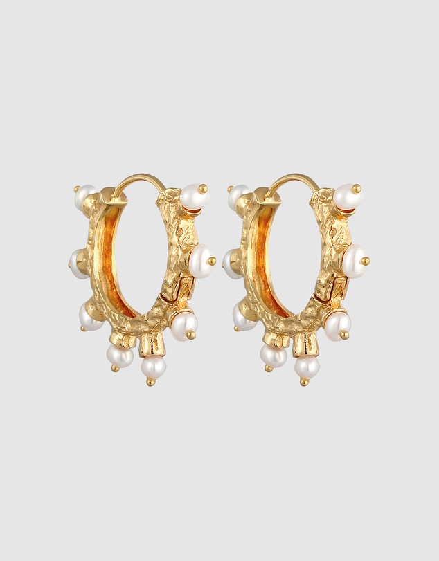 Haze & Glory - ICONIC EXCLUSIVE - Earrings Sun of Pearl Huggie 925 Sterling Silver Gold-Plated