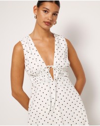 AERE - Juniper Tie Front Cotton Midi Dress