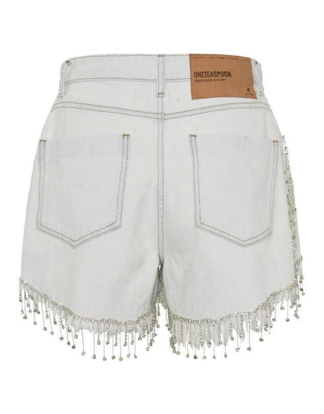 ONE TEASPOON - Razzle Dazzle Truckers Mid Waist Relaxed Shorts Blue