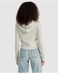 GUESS - GUESS JEANS Cable-Knit Hooded Cardigan