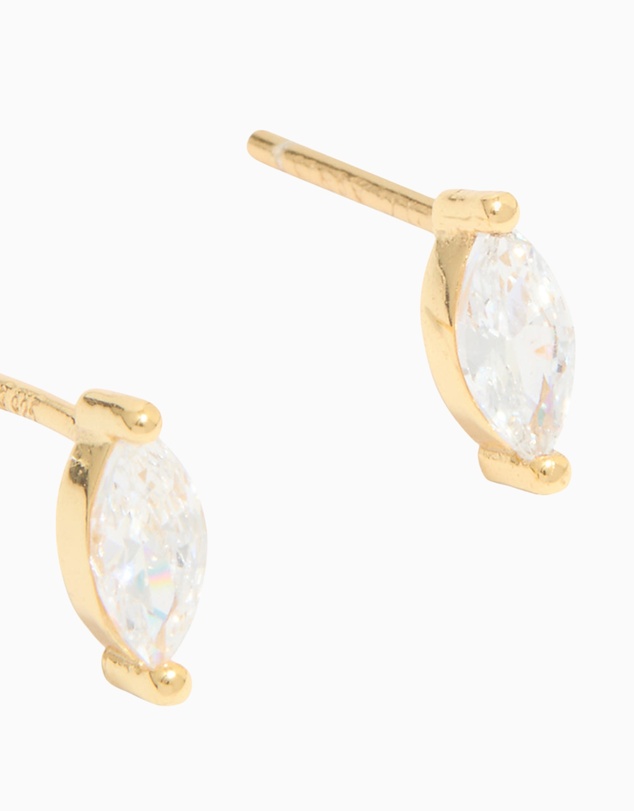 Lovisa - Gold Plated Sterling Silver Cubic Zirconia Marquise Earrings
