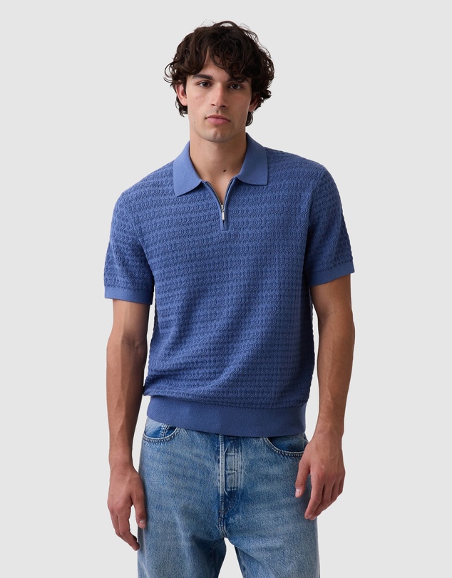 GAP - SS Textured Zip Polo