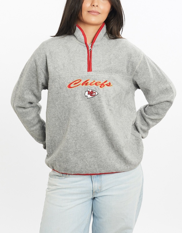 Vintage by The Real Deal - Pre Loved - Vintage NFL Kansas City Chiefs Quarter Zip Fleece Sweatshirt