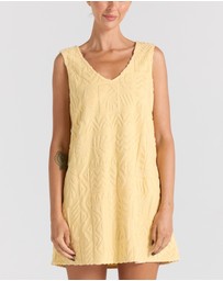 Poolside Paradiso - Mai Tai V Tunic Towelling Dress - Banana