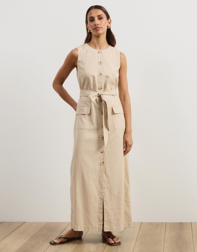 Atmos&Here - Hailey Linen Blend Midi Dress