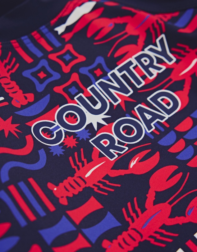 Country Road - Lobster Geometric Rash Vest