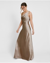 Six Stories - Cowl Front Satin Bridesmaid Dress