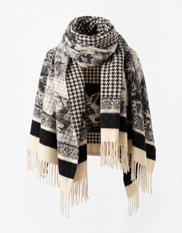 Mossée - Vienna Houndstooth Wool Shawl