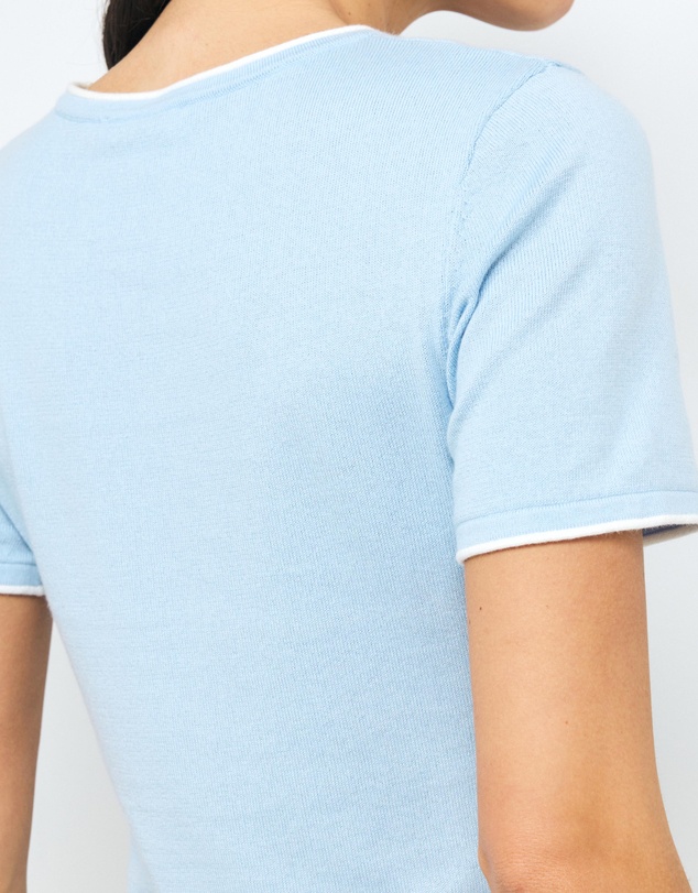 AERE - Ayla Contrast Organic Cotton Knit Top