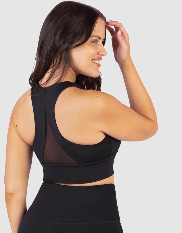 B Free Intimate Apparel - Mesh Racer Long Line Sports Bra (B-C-D-DD-E) Cup