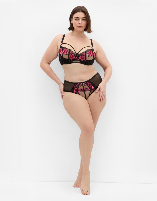 City Chic - Plus size Serena Demi Underwire Bra - pink flamenco