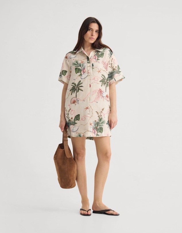 Oxford - Milos Printed Linen Mini Dress