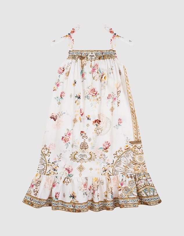 Camilla - Drawstring Maxi Dress With Bows - Kids-Teens