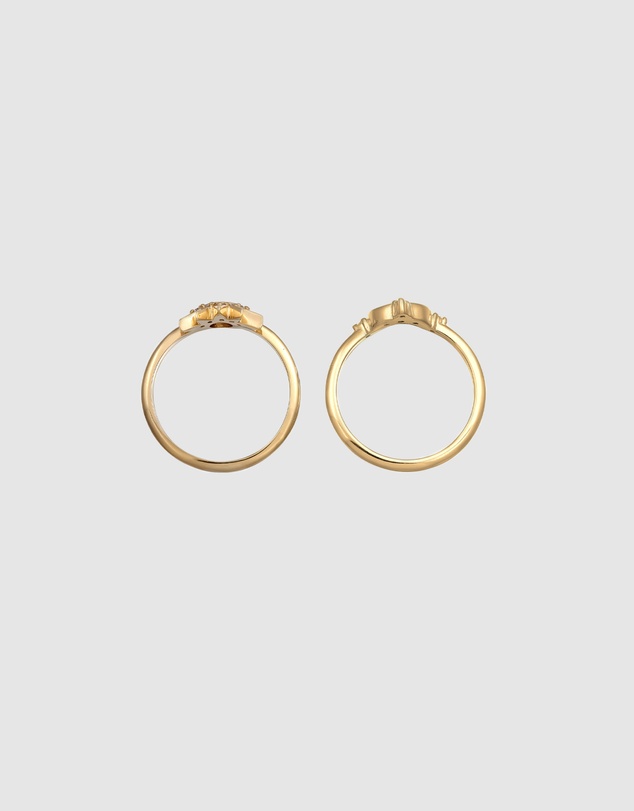 Elli Jewelry - Ring Set Zirconia Moon 925 Sterling Silver Gold-Plated