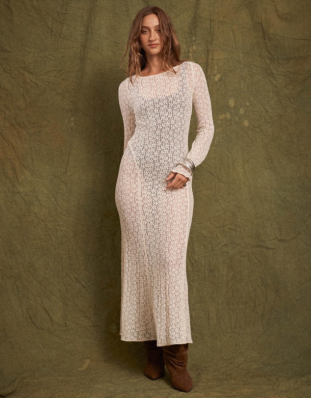 KINGA CSILLA - Tarot Lace Cherry Maxi Dress