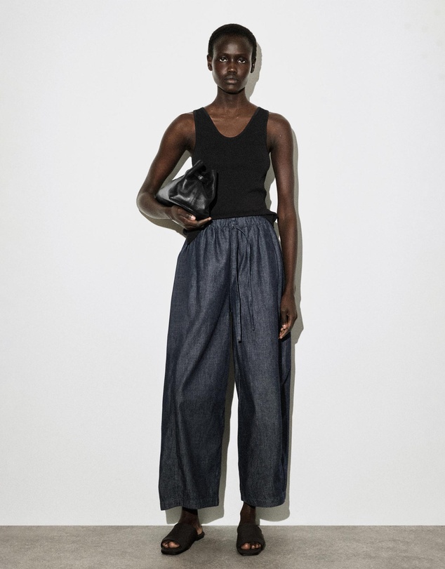 COS - Barrel Leg Denim Drawstring Trousers