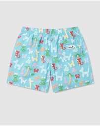 Boardies - Boardies Balloon Animals Teal Mid Length Swim Shorts