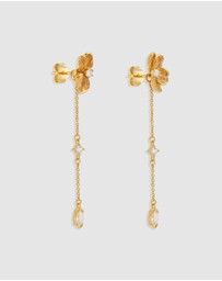 By Charlotte - Serene Lotus Chain Earrings