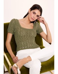 NEXT - Square Neck Stitch Detail Short Sleeve Knitted Top