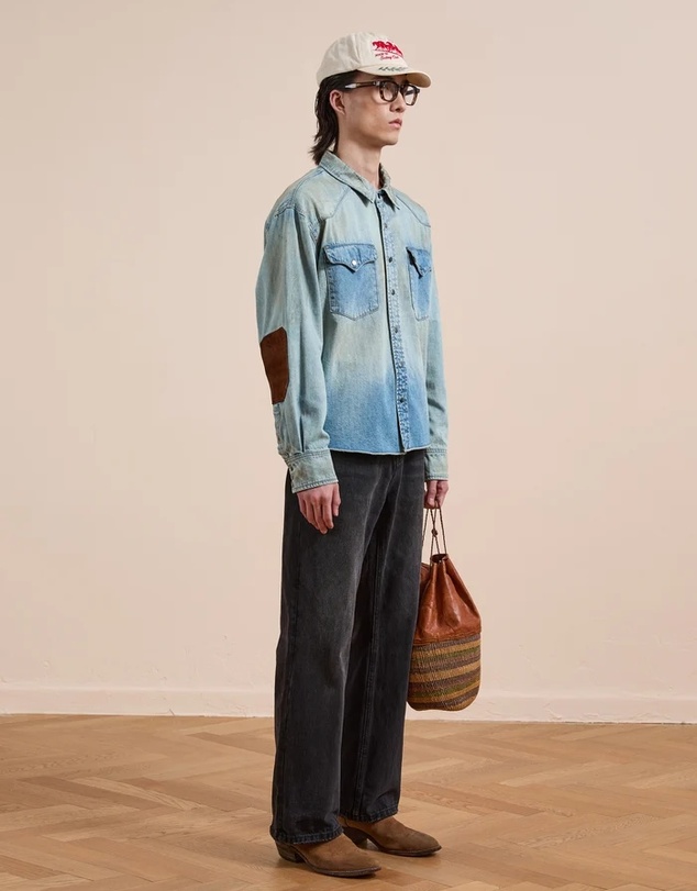 Found - Denim Western Snap Button Shirt