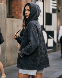THE TALES - Textured Flower Embroidered Hoodie Jacket