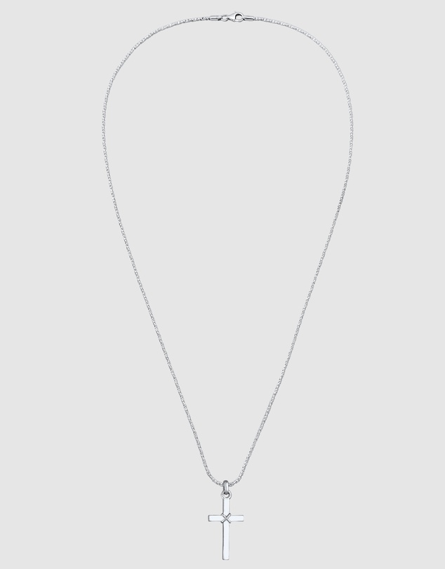 Kuzzoi - ICONIC EXCLUSIVE - Necklace Men Cross Flat Cord 925 Sterling Silver