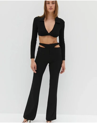 Style Addict - Waist Slit Pants - Black
