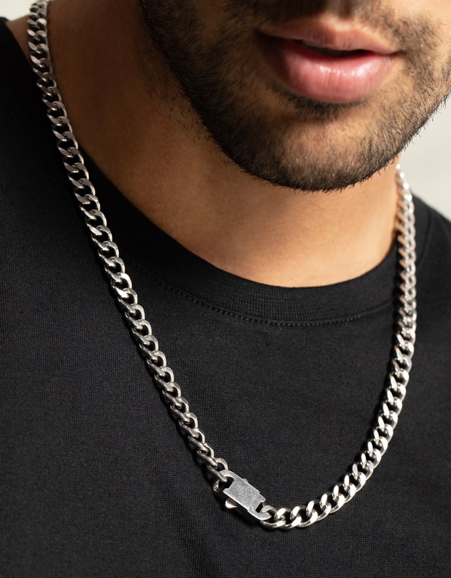Eclectics - Locked Cuban Chain Necklace - Stainless Steel