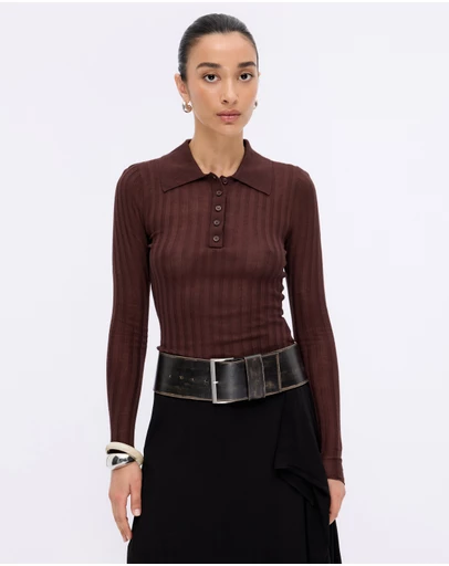 Minima Esenciales - Marigold Rib Knit Polo