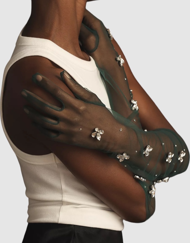 High Heel Jungle - Queen Bee Opera Glove- Emerald