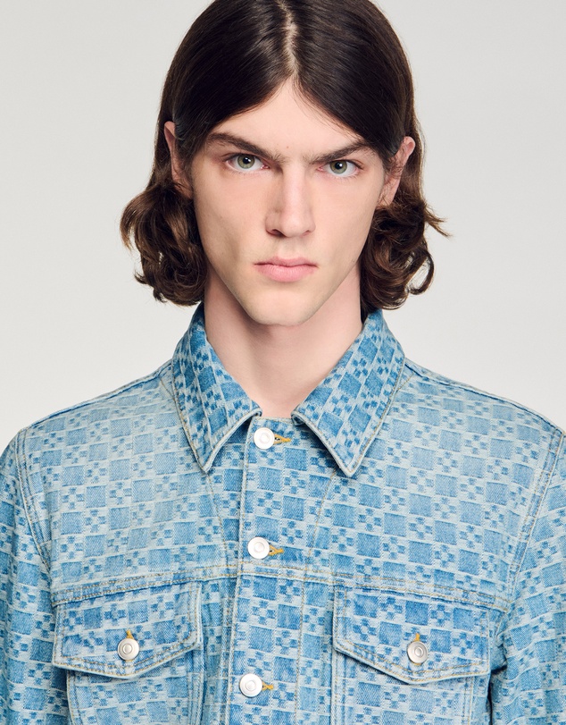 Sandro - Cross Sanded Trucker Denim Jacket