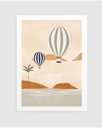 Olive et Oriel - Airballoons In Dessert by Ivy Green Illustrations Art Print