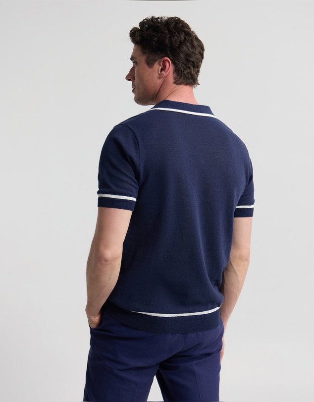 Oxford - Vito Linen Blend Polo With Tipping