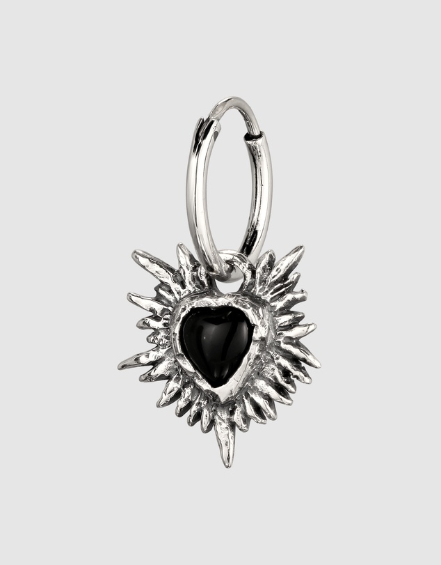 Haze & Glory - ICONIC EXCLUSIVE - Flaming Heart Charm Earring in Oxidized 925 Silver