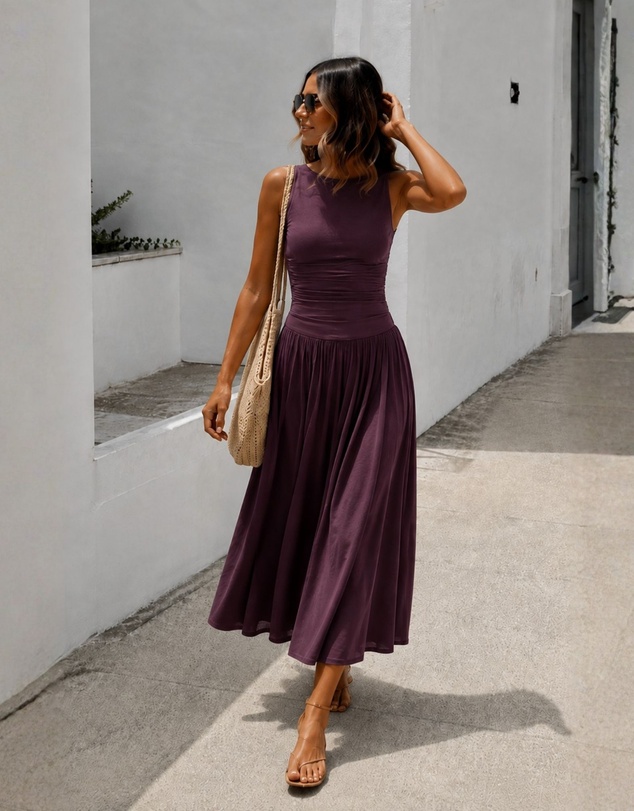 Esther & Co - Balayage Dress - Wine