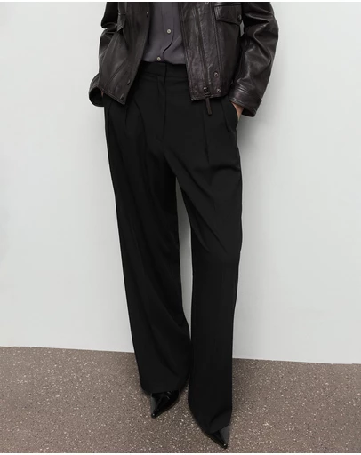 M.N.G - Wide-Leg Mid-Rise Pleated Trousers