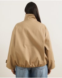 Atmos&Here Curvy - Taya Funnel Neck Twill Bomber Jacket