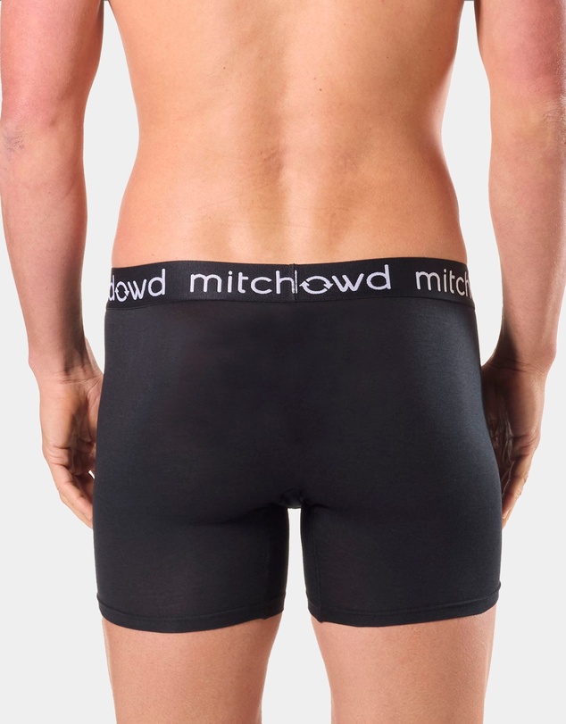 Mitch Dowd - Mens Bamboo Comfort Long Leg Trunk 3 Pack - Black