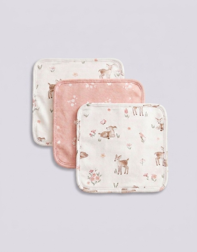 Living Textiles - 3 Pack Wash Cloths - Fawn Fables