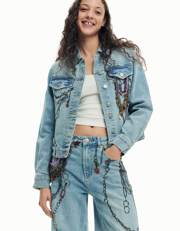 Desigual - Chain denim trousers