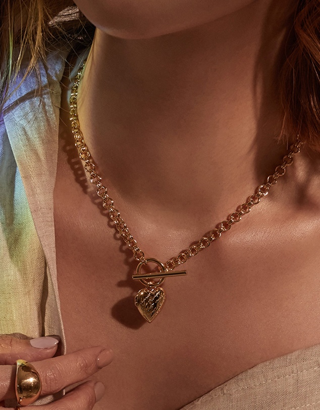 Wanderlust + Co - Honor Heart Mantra Gold Locket Necklace