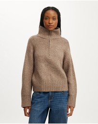 Cotton On - Luxe Funnel Zip Pullover