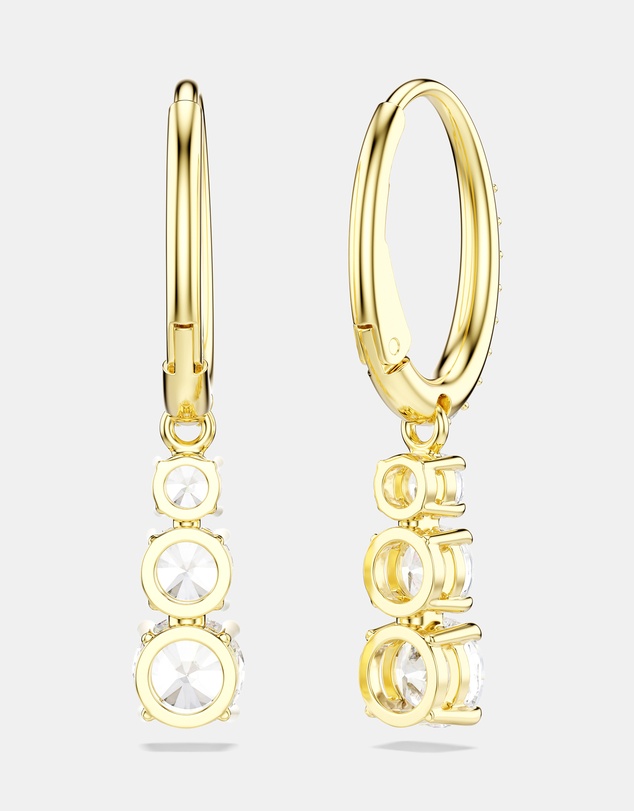 Swarovski - Stilla Attract hoop earrings, Round cut, White, 18K gold finish