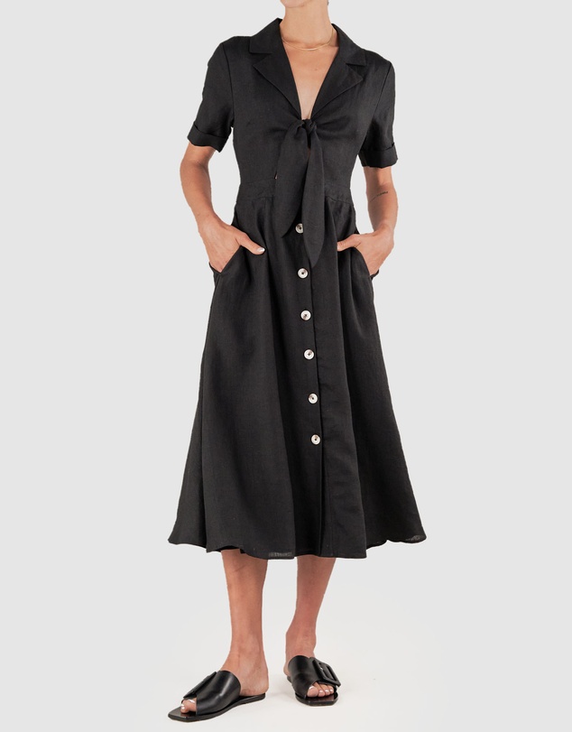 Amelius - Ines Linen Tie Front Dress