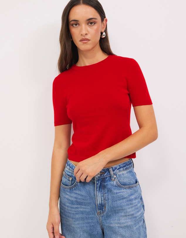 Calli - Melton Fitted Knit Tee