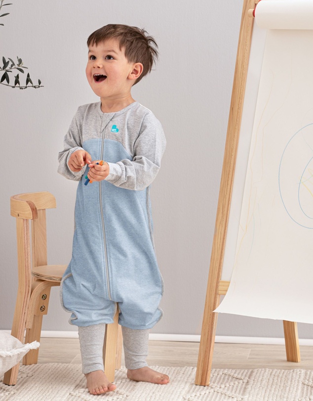 Love to Dream - Sleep Suit 1.0 TOG Long Sleeve Organic Cotton in Dusty Blue