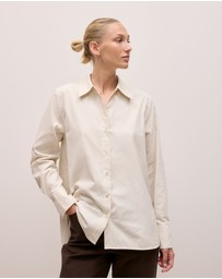 Trenery - Pinwale Cord Shirt in Stone